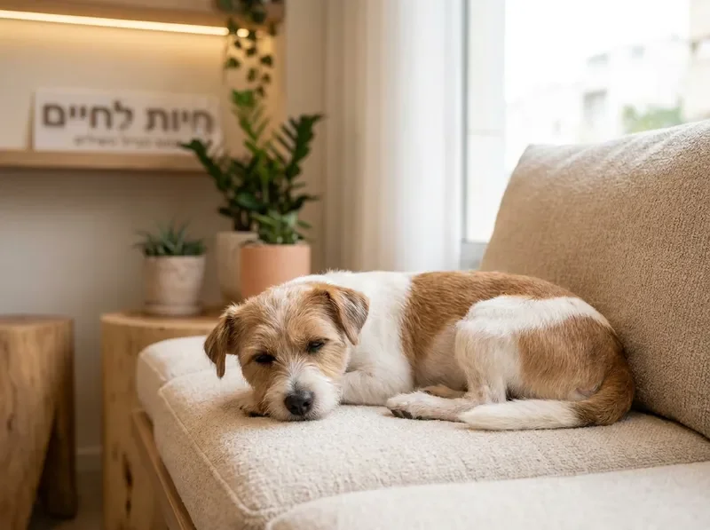 כלב רגוע נח לאחר טיפול